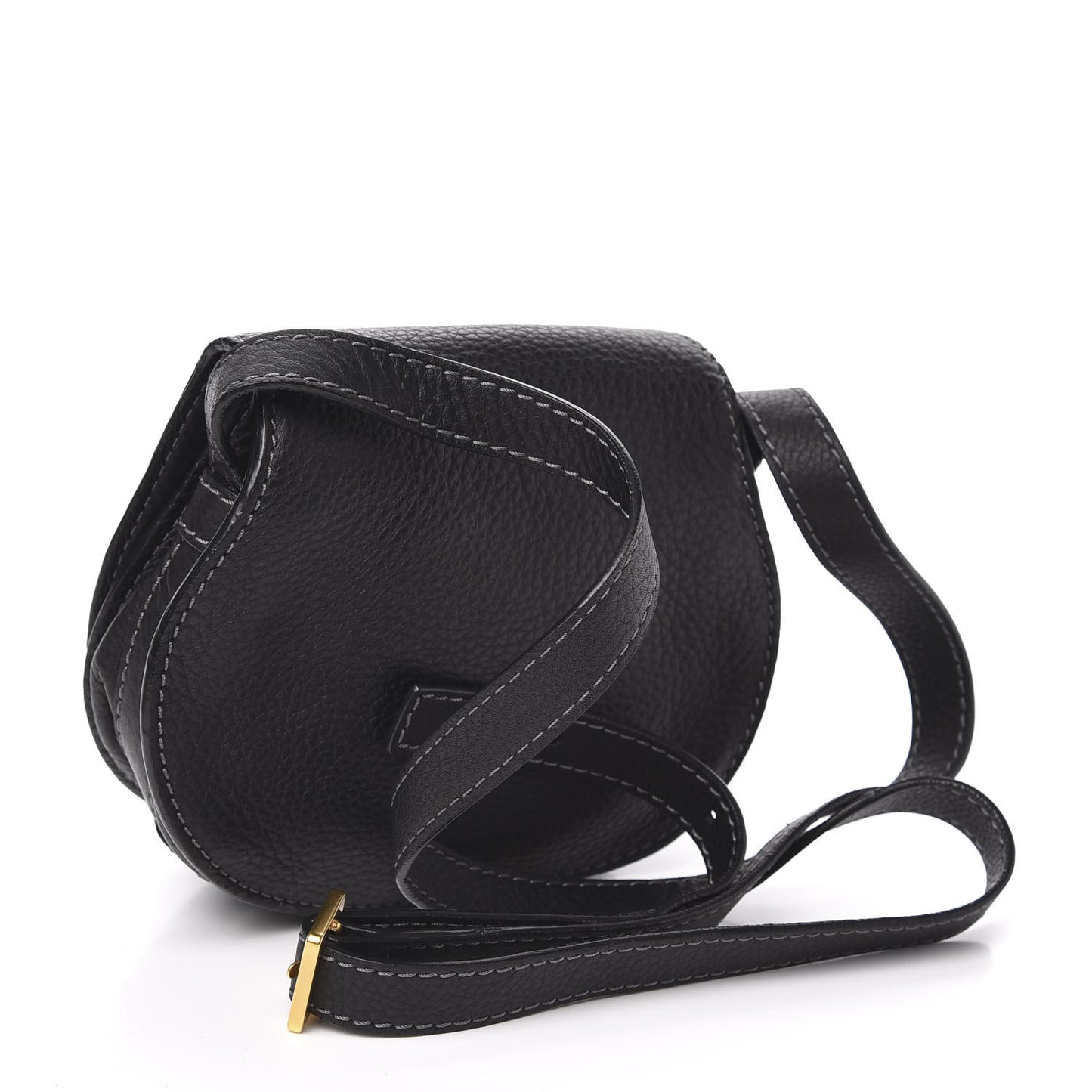 Calfskin Mini Marcie Round Crossbody Bag Black