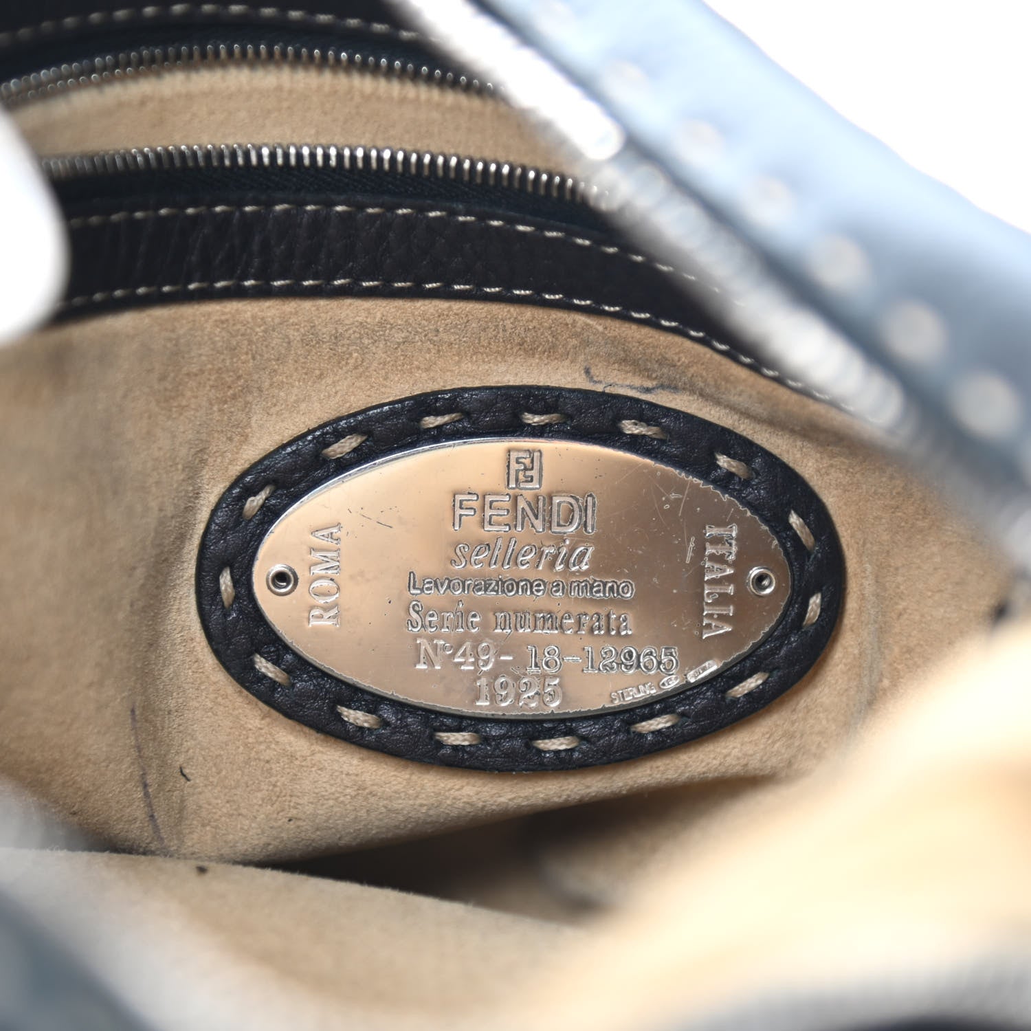 Fendi Calfskin Romano Selleria Hobo Black 6 of 13