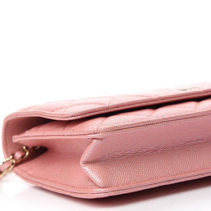Chanel Iridescent Caviar Quilted Wallet on Chain WOC Rose Pink 6 of 13