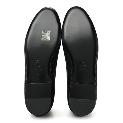 Chanel Suede Patent Cap Toe CC Ballerina Flats 38 Black 5 of 9