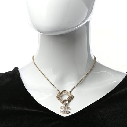 Chanel Crystal CC Drop Logo Necklace Gold 2 of 6