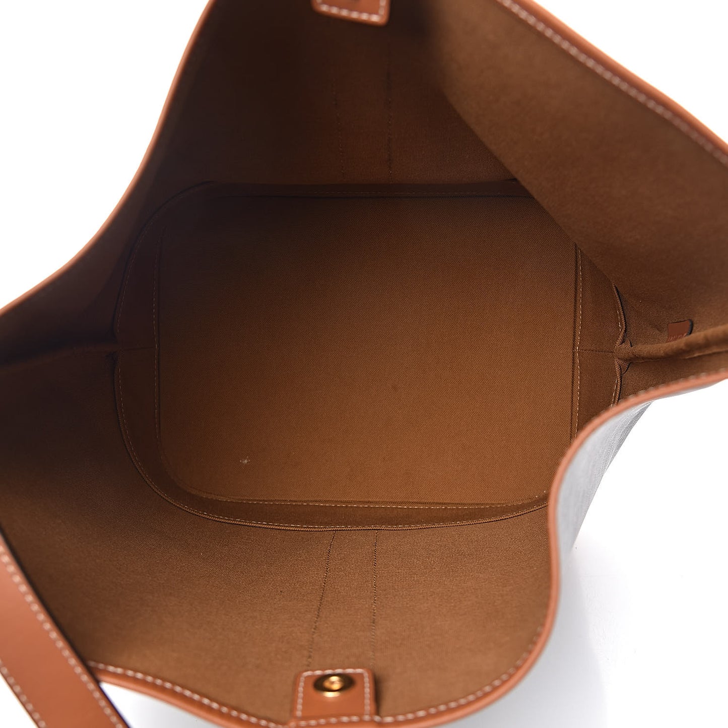 Triomphe Canvas Calfskin Medium Bucket Bag Tan