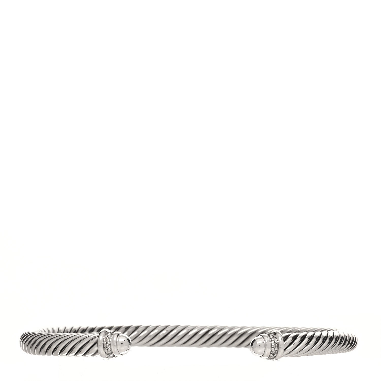 David Yurman Sterling Silver Diamond 5mm Cable Classics Bracelet 1 of 3