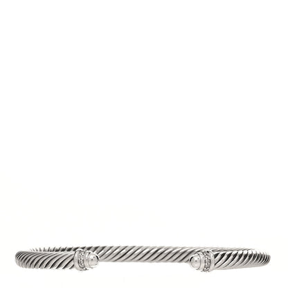 David Yurman Sterling Silver Diamond 5mm Cable Classics Bracelet 1 of 3