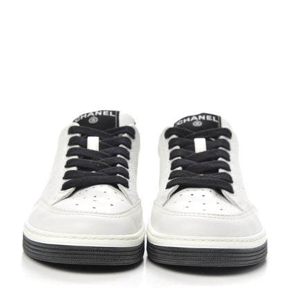 Chanel Calfskin Womens Logo Sneakers 36 Black White 2 of 9