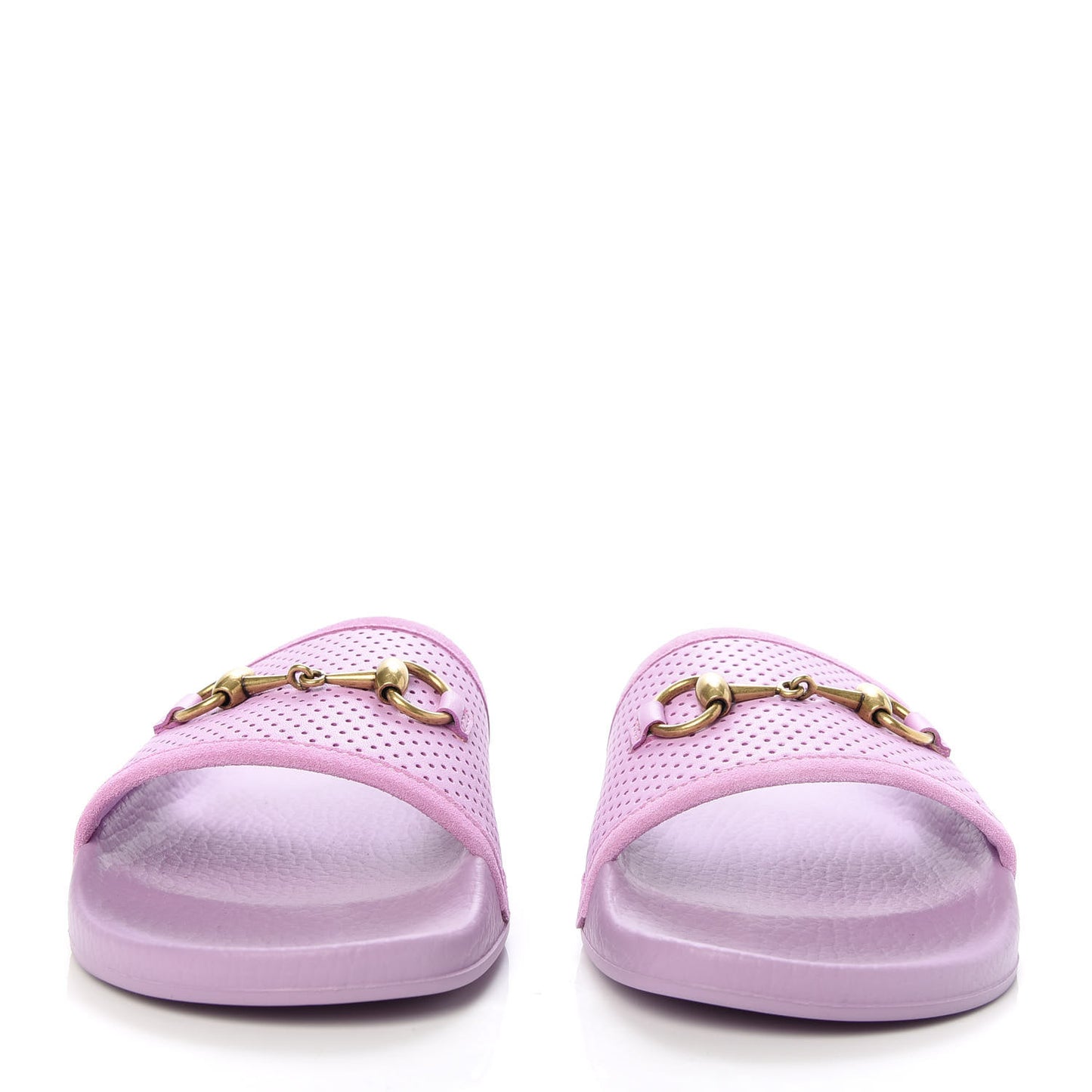 Suede Perforated Horsebit Slide Sandals 39 Malva