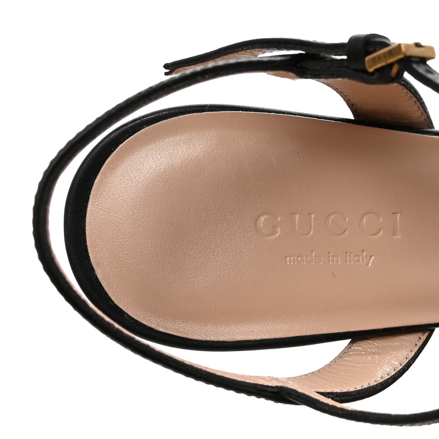 Lifford Calfskin GG Marmont Ankle Wrap 75mm Sandals 35 Black