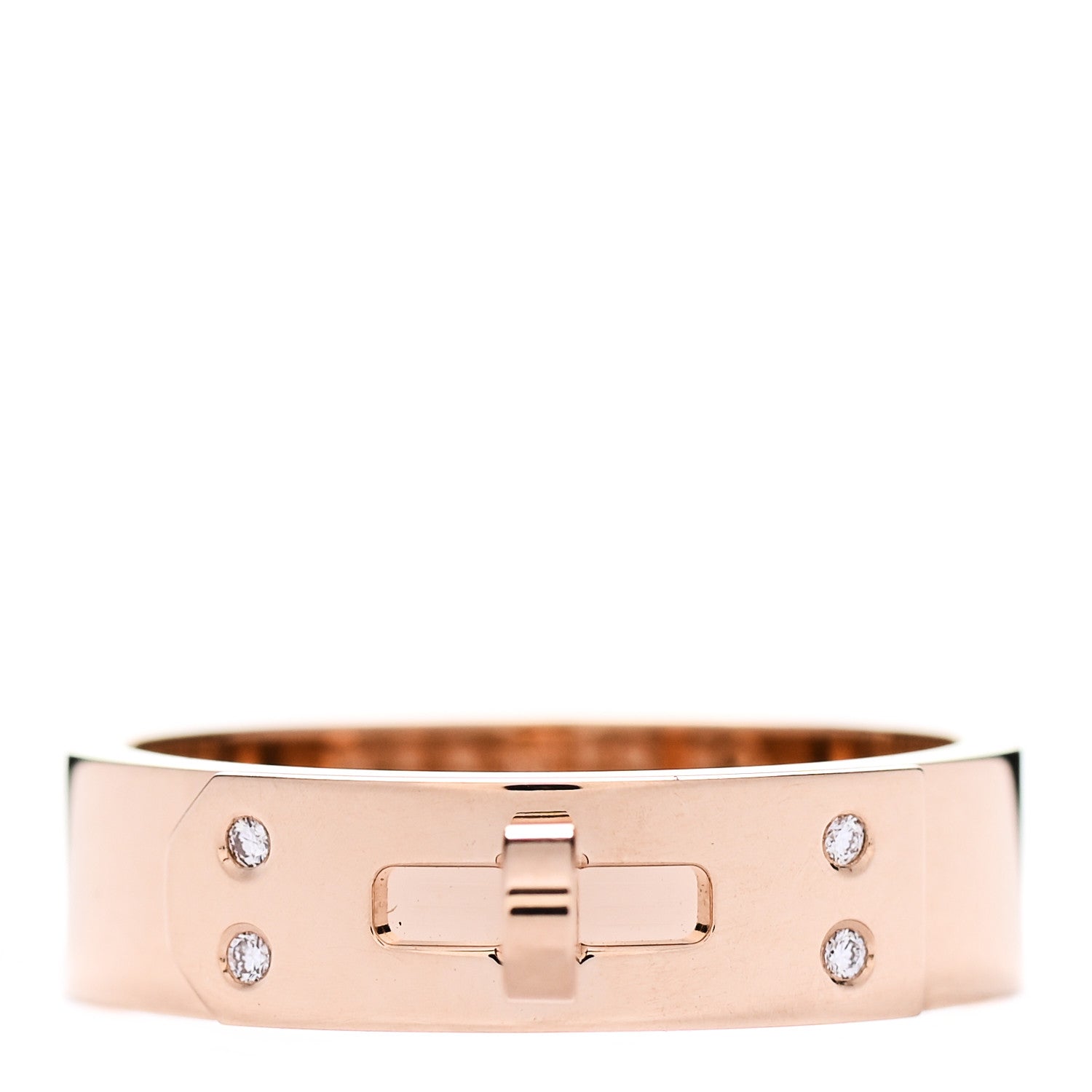 Hermes 18K Rose Gold Diamond PM Kelly Ring 52 6 1 of 5