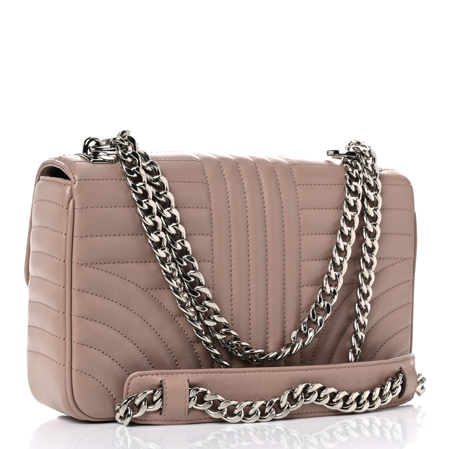 Soft Calfskin Impunture Diagramme Medium Chain Flap Shoulder Bag Cipria