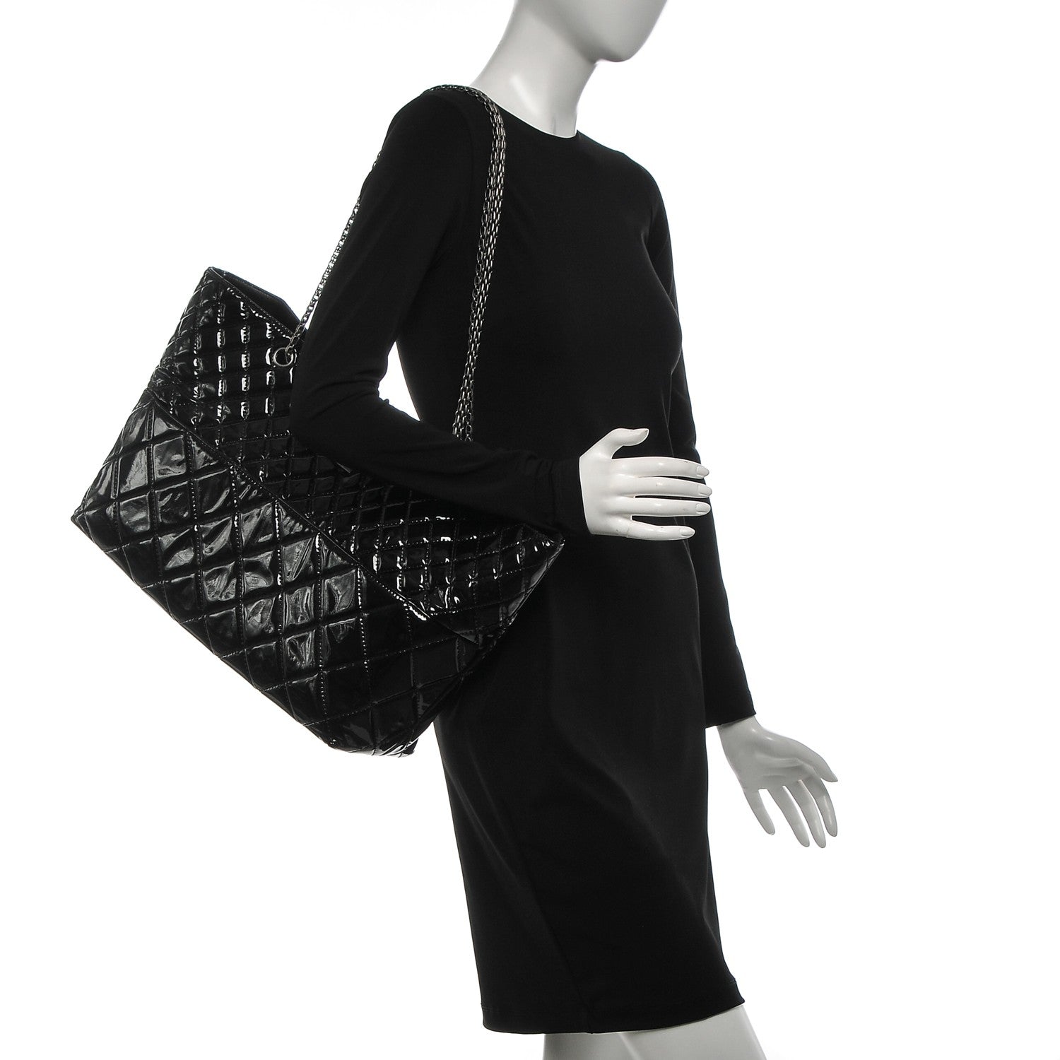 Chanel Patent Quilted Reissue 2.55 Tote Black 2 of 8