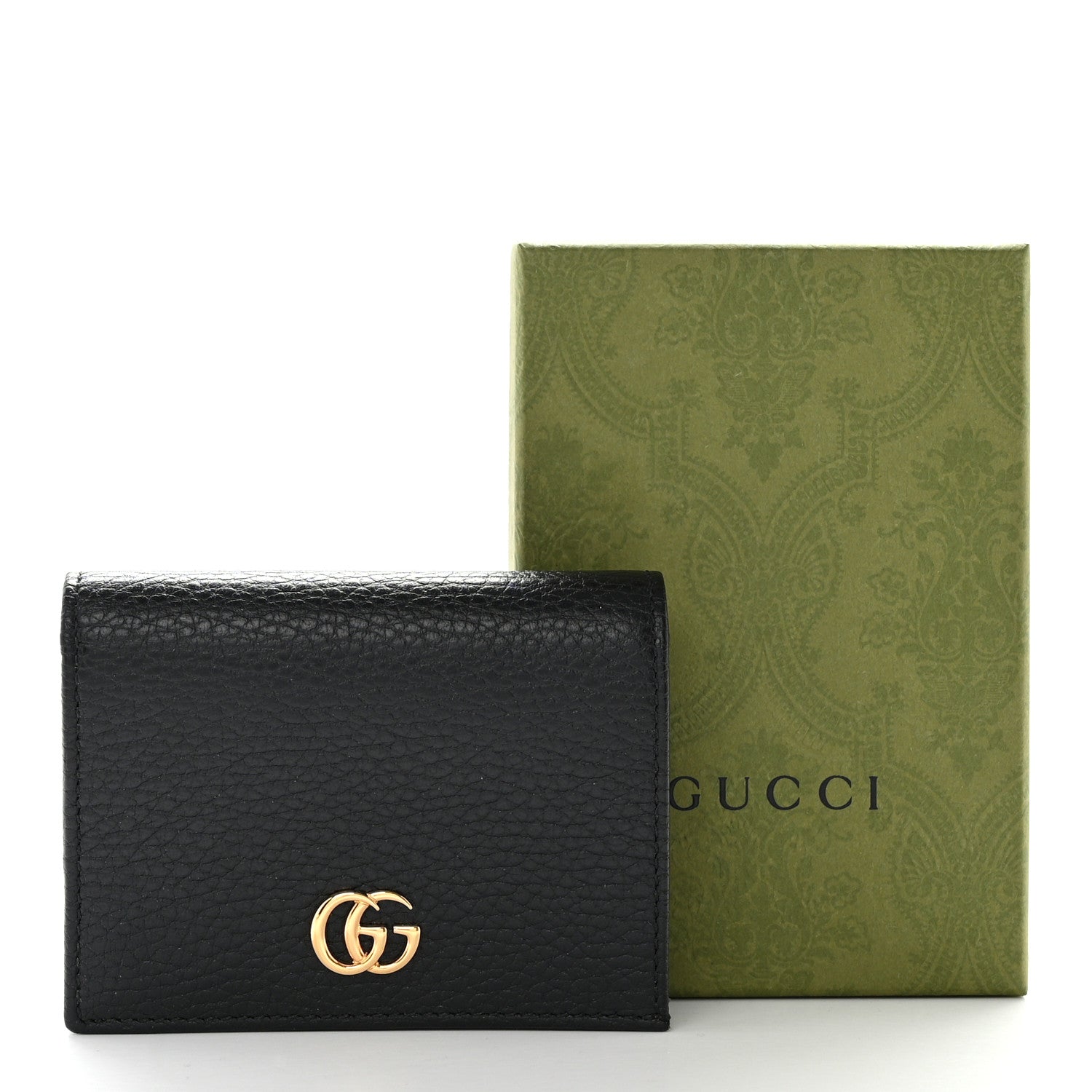 Gucci Pebbled Calfskin GG Marmont Card Case Black 9 of 9