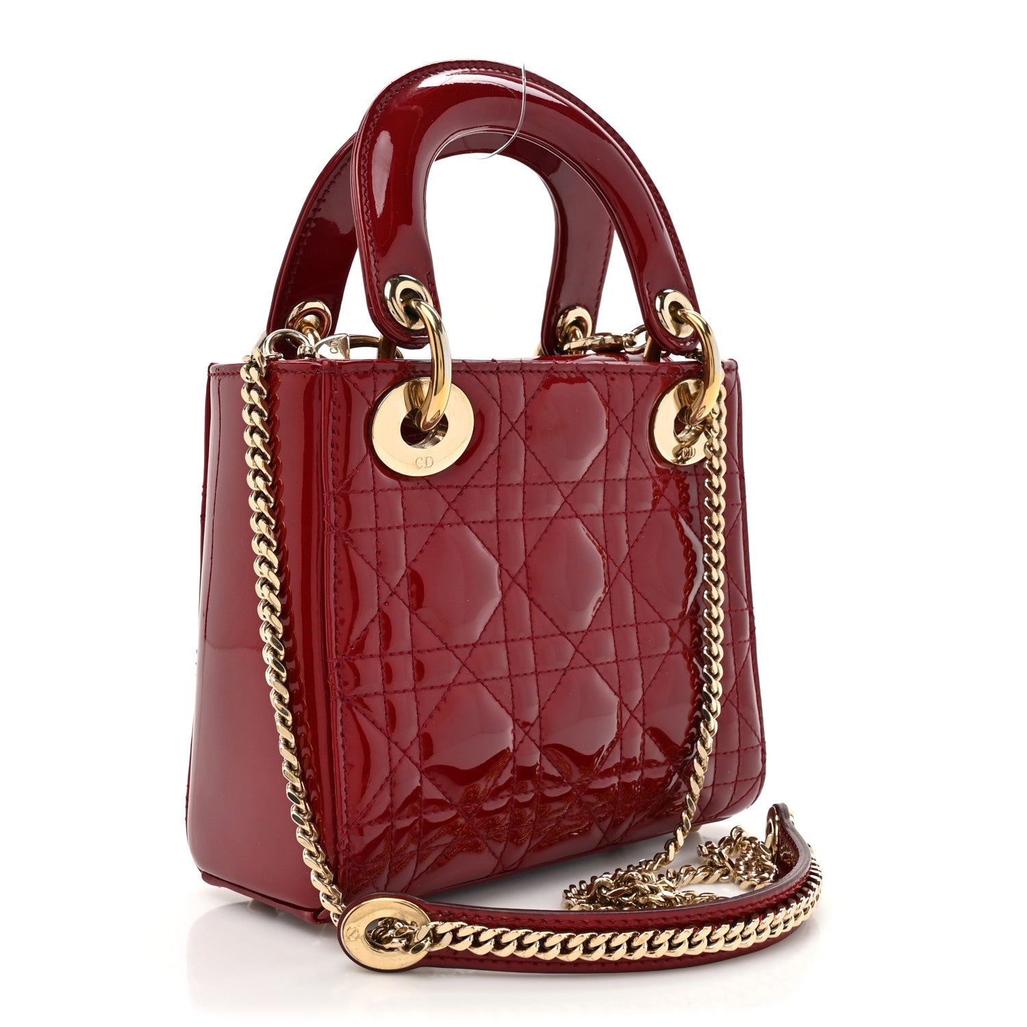 Christian Dior Patent Cannage Mini Lady Dior Red 3 of 12