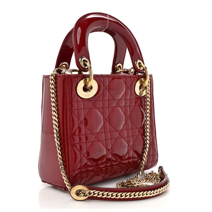 Christian Dior Patent Cannage Mini Lady Dior Red 3 of 12