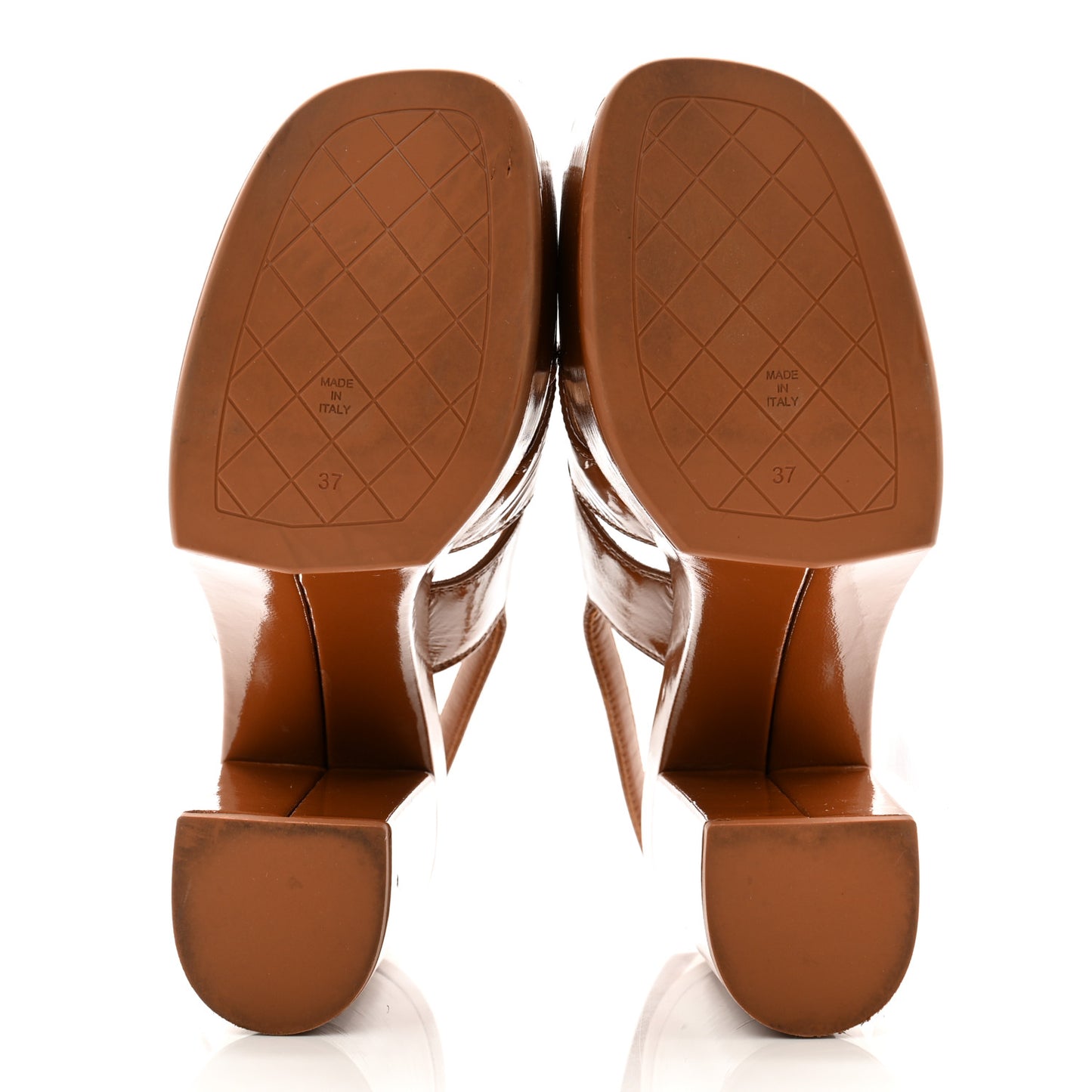 Crumpled Patent Lambskin Platform Sandals 37 Light Brown