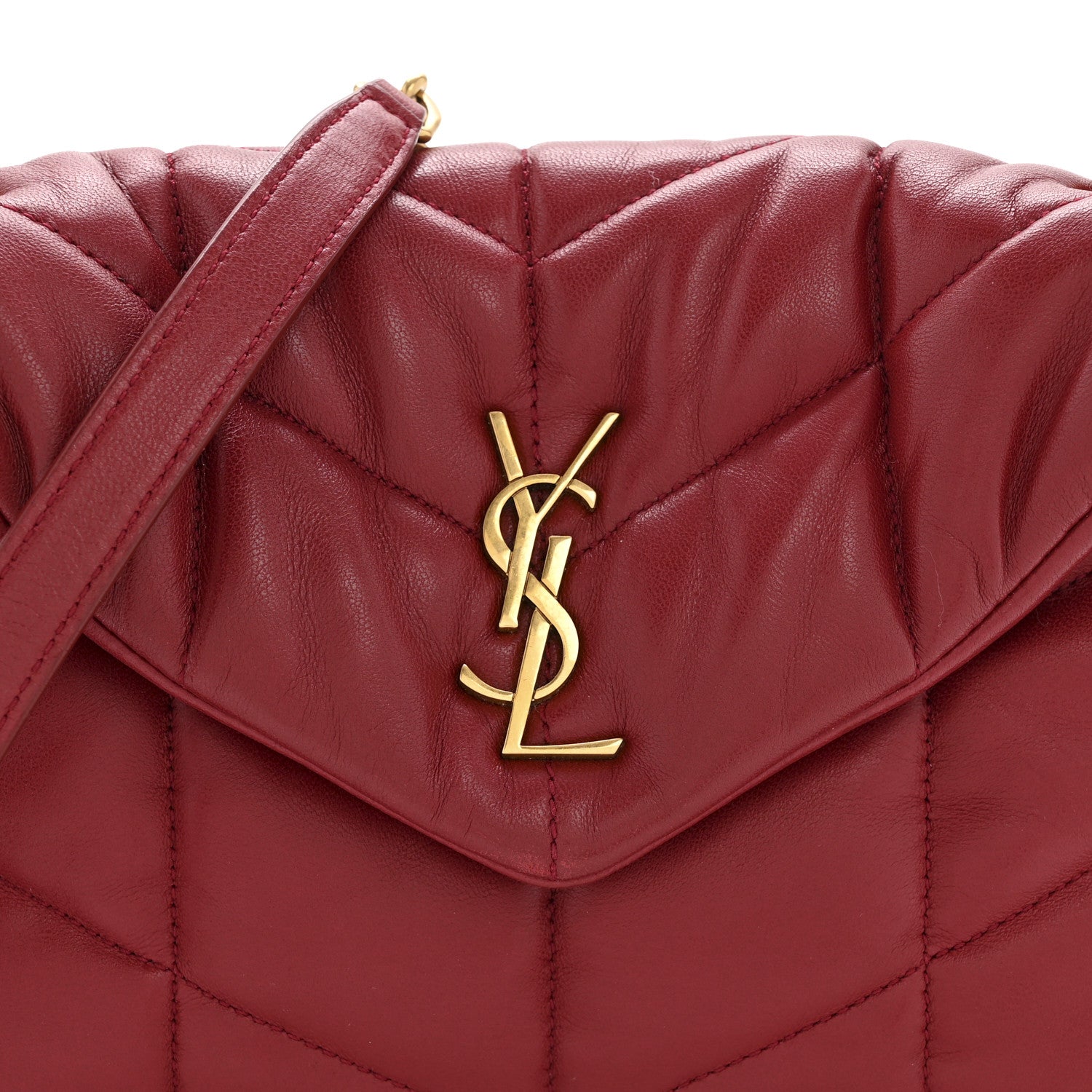 Saint Laurent Lambskin Quilted Toy Loulou Puffer Monogram Chain Satchel Red 8 of 15