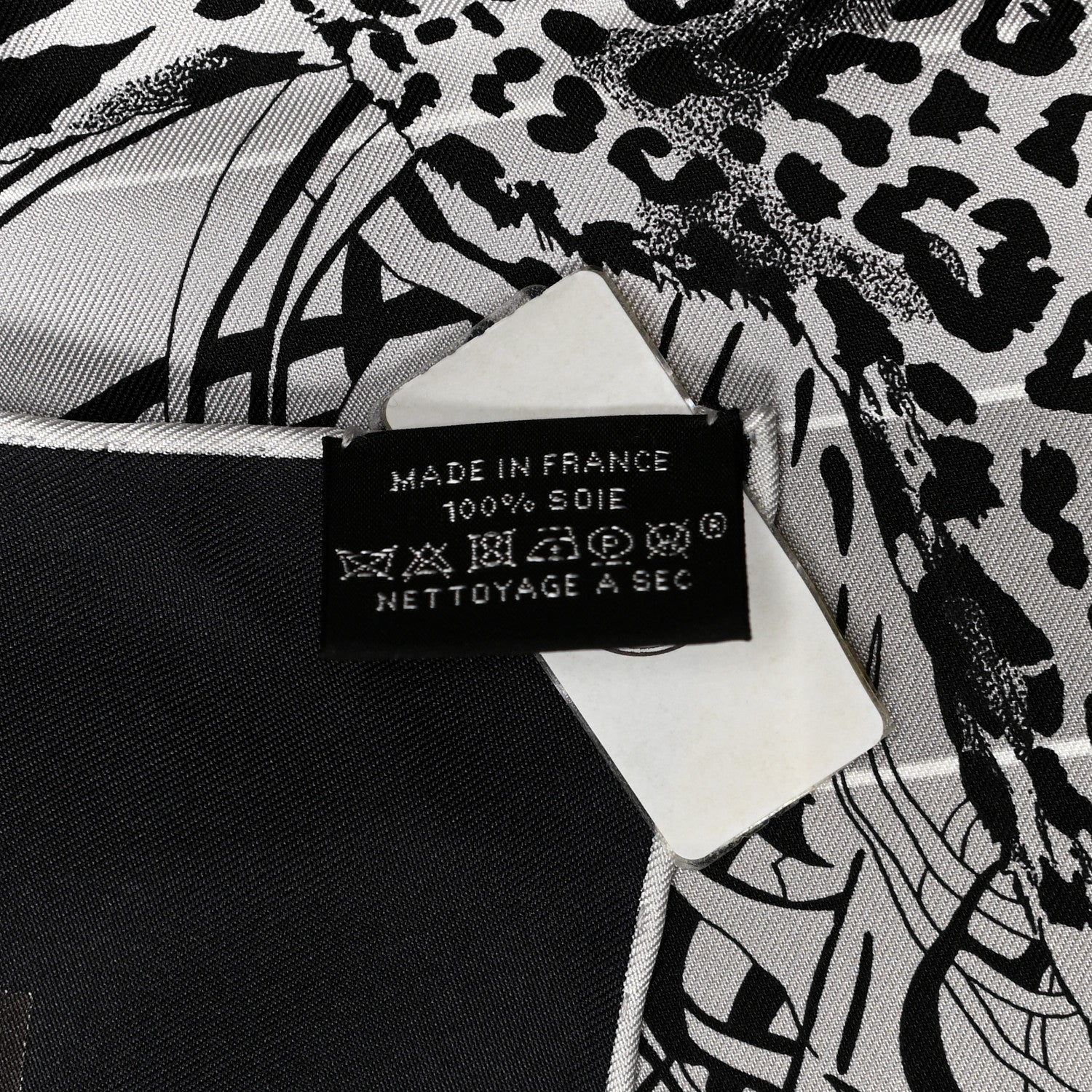 Hermes Silk Jungle Love Rainbow Scarf 90 Black Gris White 3 of 6