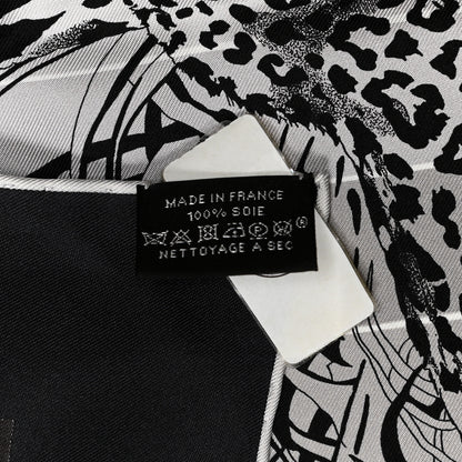 Hermes Silk Jungle Love Rainbow Scarf 90 Black Gris White 3 of 6