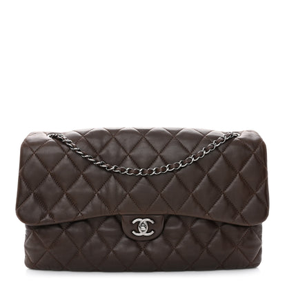 Chanel Lambskin Quilted Maxi Chanel 3 Flap Dark Brown 1 of 10