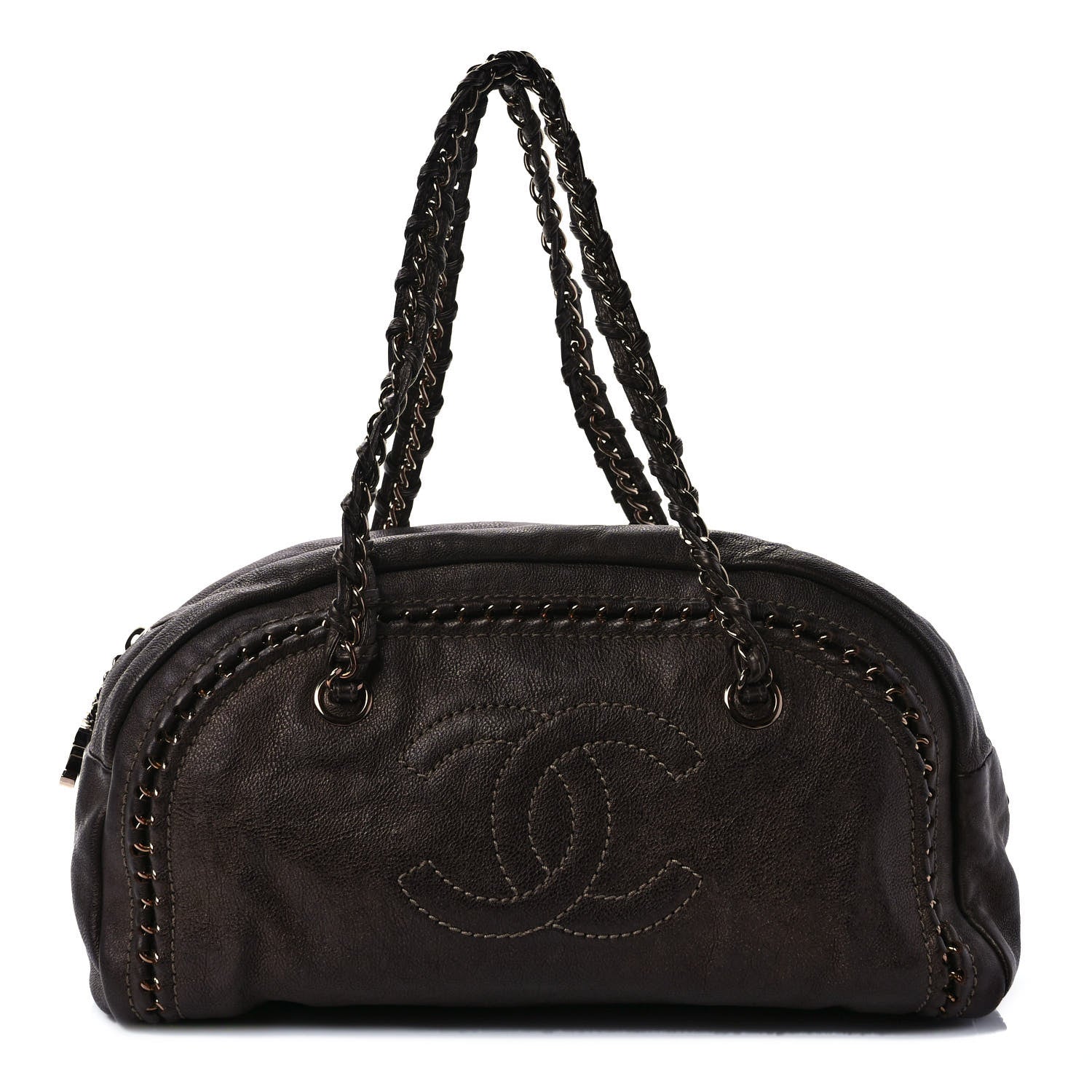 Chanel Metallic Goatskin Medium Luxe Ligne Bowler Bronze 1 of 10