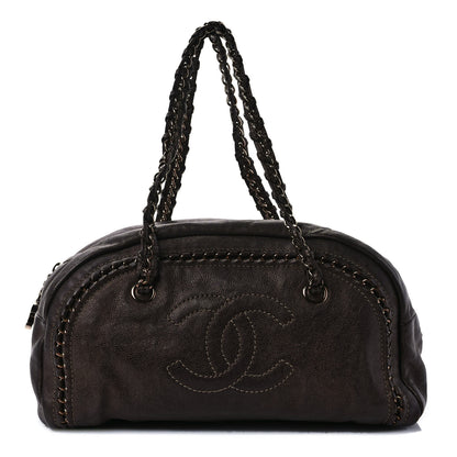 Chanel Metallic Goatskin Medium Luxe Ligne Bowler Bronze 1 of 10