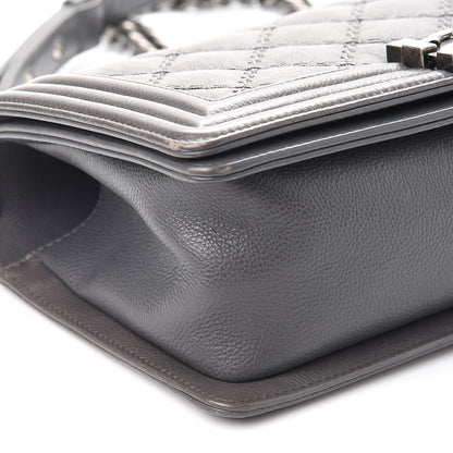 Chanel Calfskin Double Stitch Medium Boy Flap Grey 10 of 12