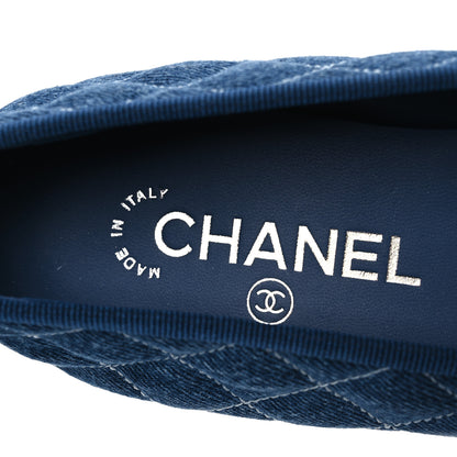 Chanel Washed Denim Quilted Cap Toe CC Ballerina Flats 40.5 Blue 9 of 11