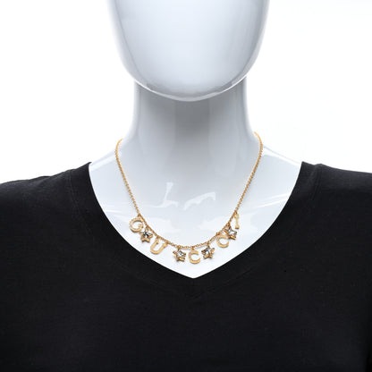 Gucci Crystal Star Script Necklace Gold 3 of 5