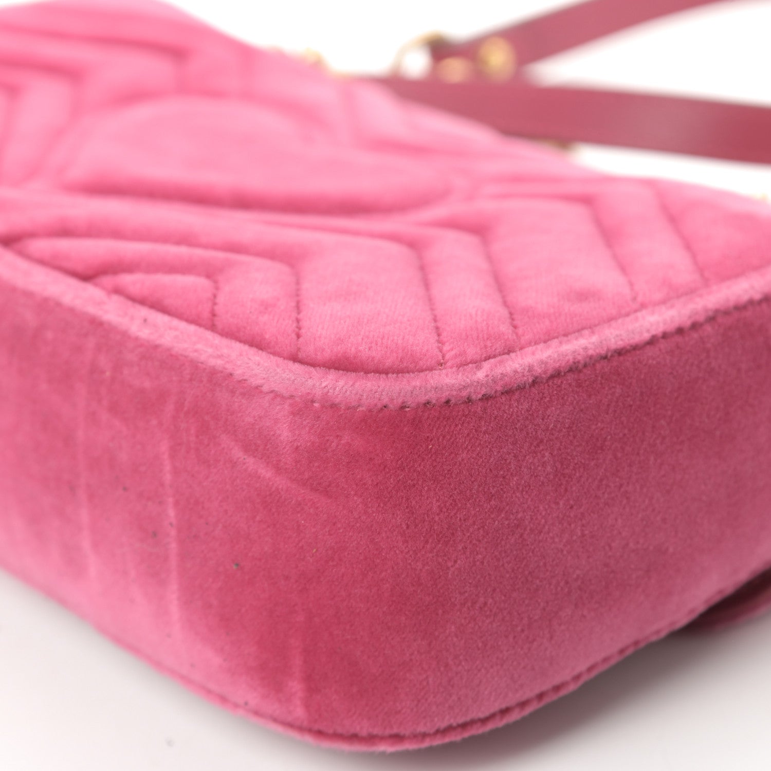 Gucci Velvet Matelasse Embroidered Mini GG Marmont Shoulder Bag Light Raspberry Rose 11 of 12