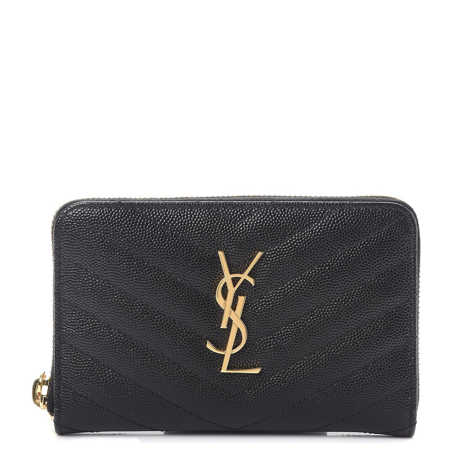 Grain De Poudre Matelasse Chevron Monogram Zip Around Wallet Black