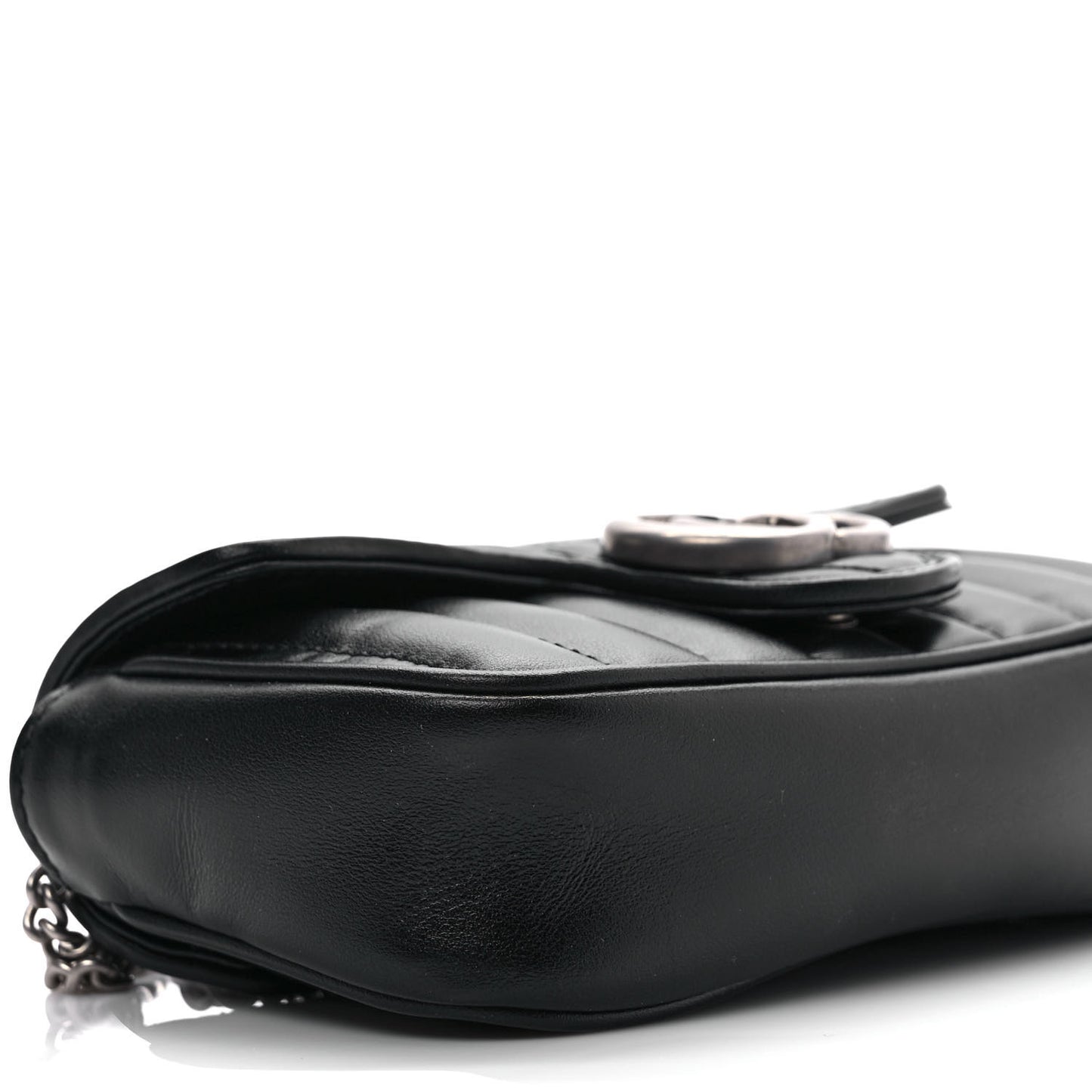 Calfskin Matelasse Aria Super Mini GG Marmont Shoulder Bag Black