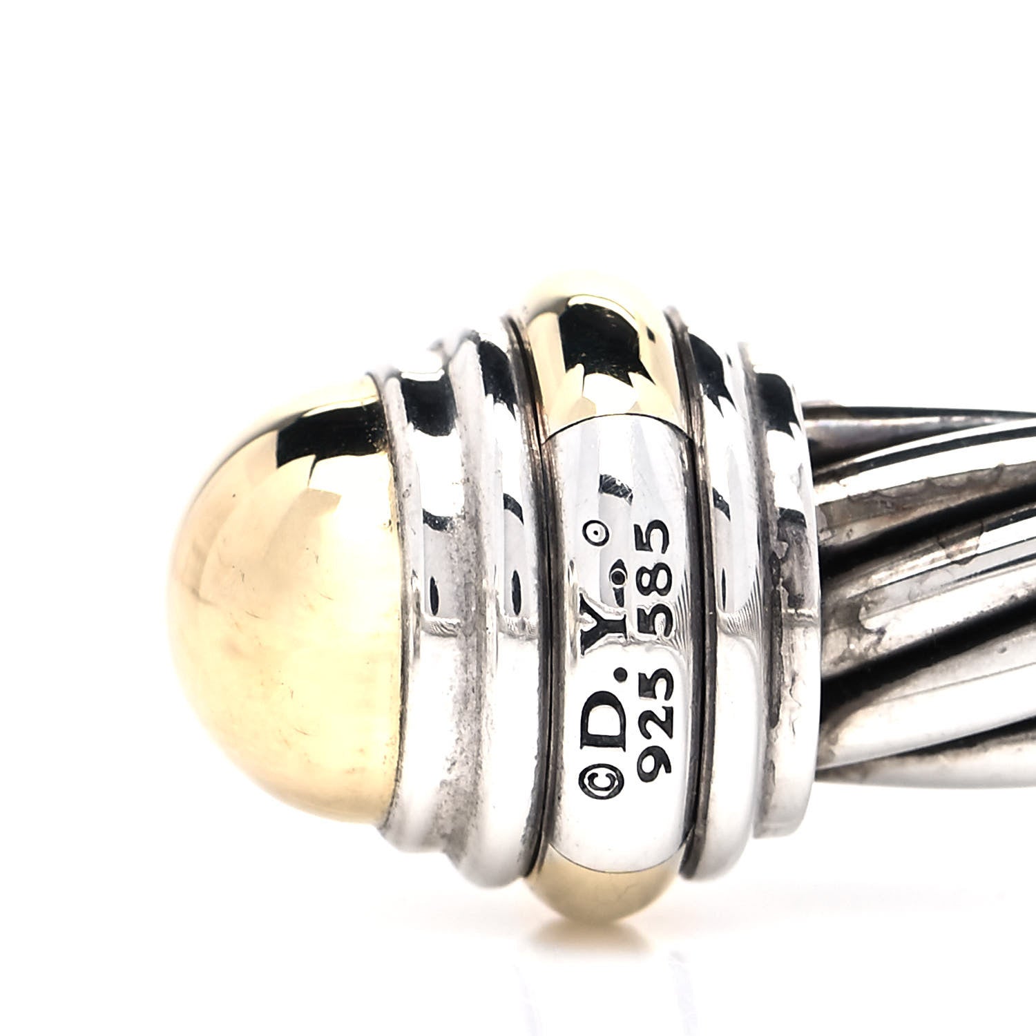 David Yurman Sterling Silver 14K Yellow Gold 7mm Cable Classics Bracelet 4 of 4