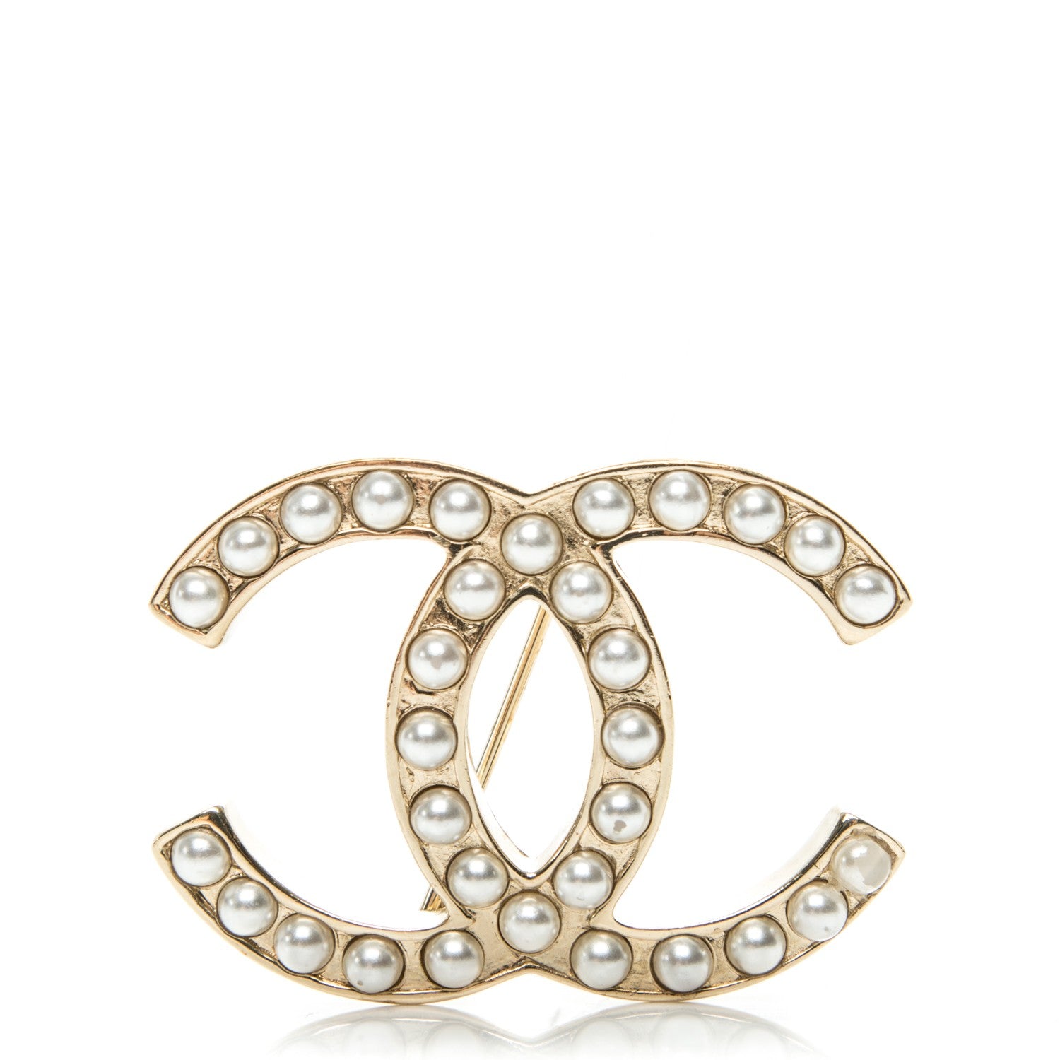 Chanel Pearl CC Brooch Light Gold 1 of 5