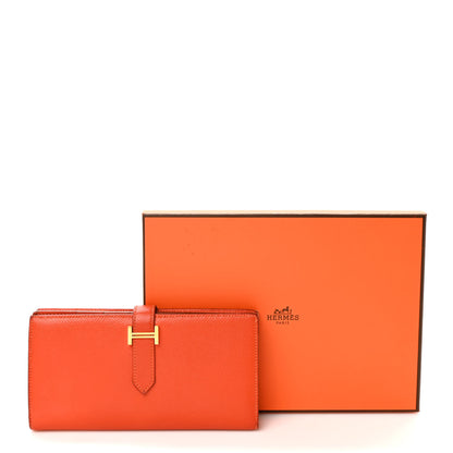 Hermes Epsom Bearn Gusset Wallet Orange 9 of 9