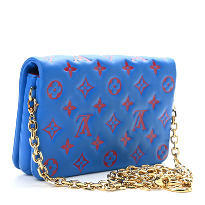 Louis Vuitton Lambskin Embossed Monogram Vuittamins Pochette Coussin Blue Red 3 of 10