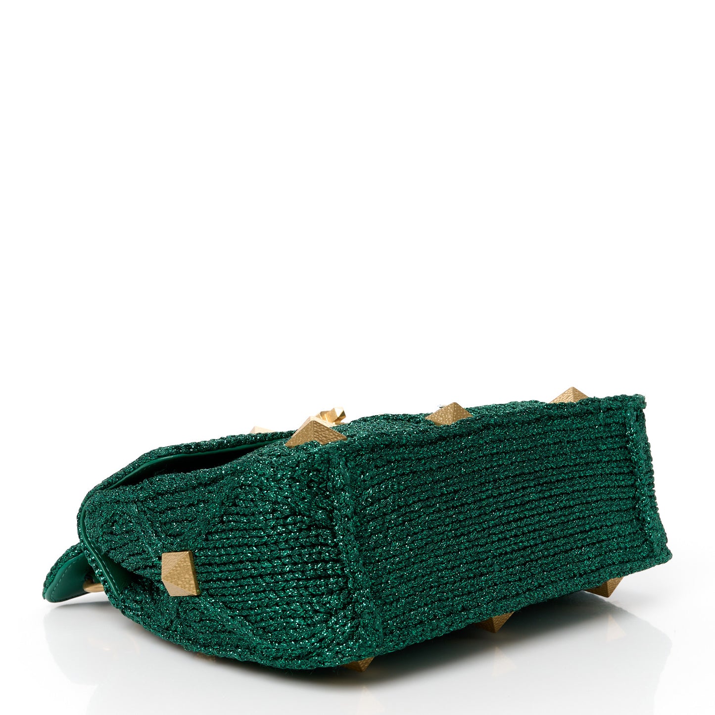 Metallic Woven Lurex Medium Roman Stud Shoulder Bag Jungle