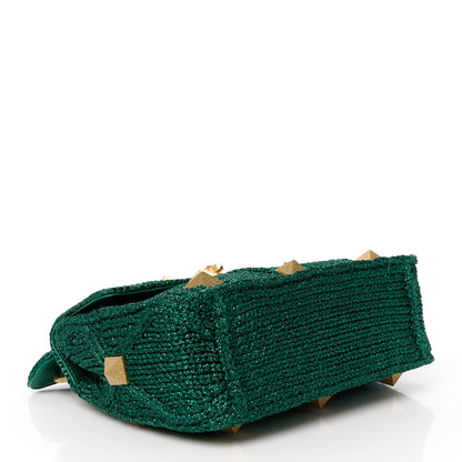 Valentino Garavani Metallic Woven Lurex Medium Roman Stud Shoulder Bag Jungle 4 of 10