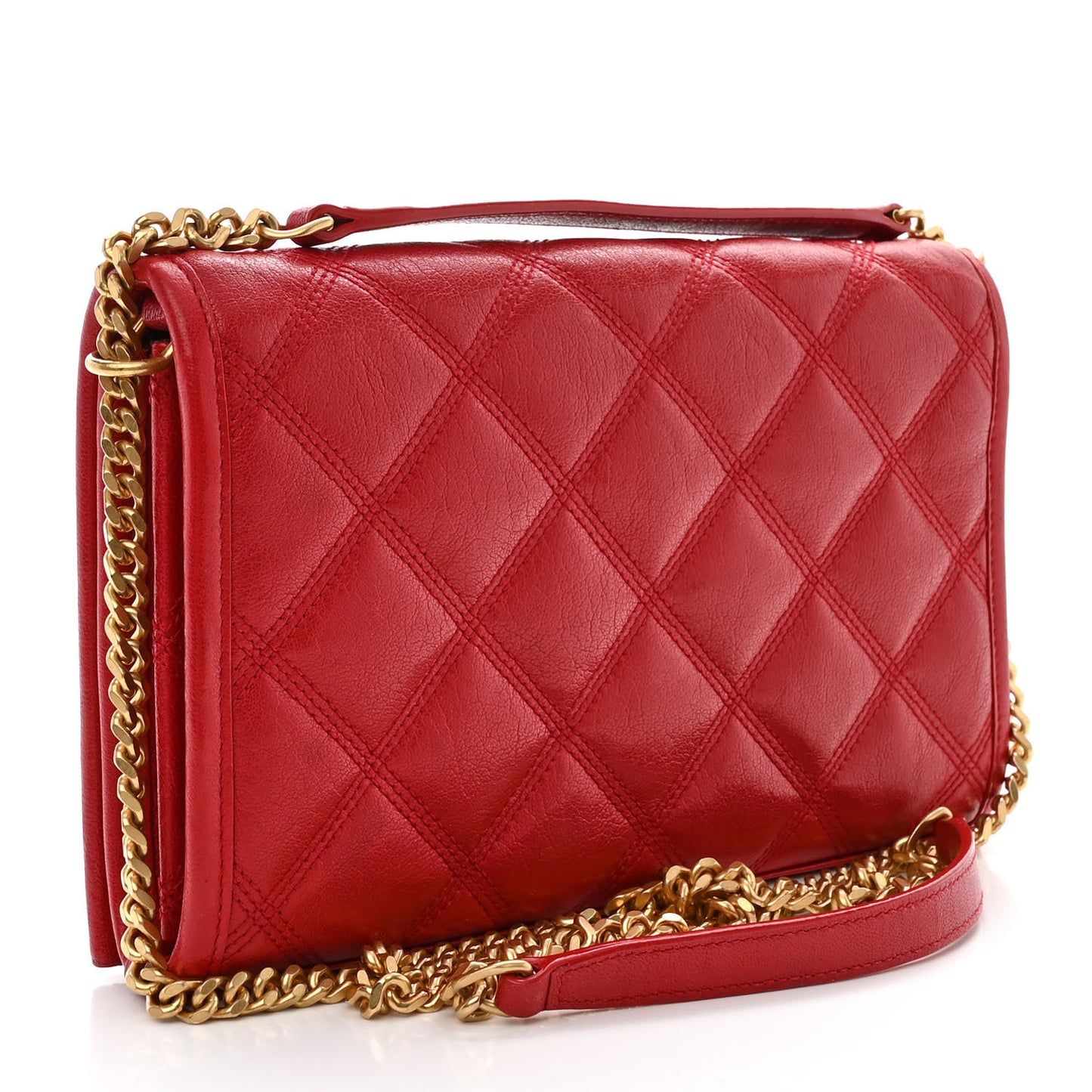 Lambskin Diamond Quilted Becky Chain Wallet Rouge Eros