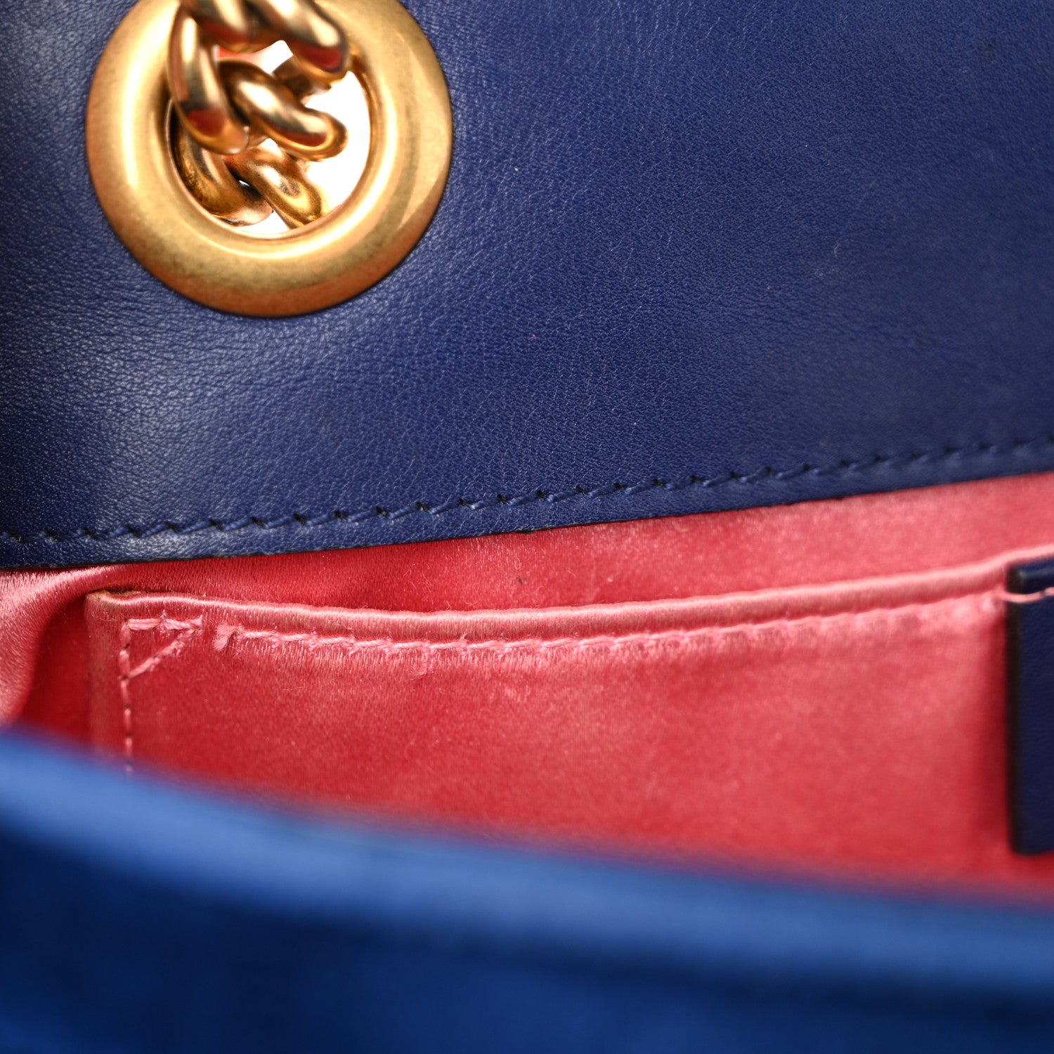 Gucci Velvet Matelasse Mini GG Marmont Shoulder Bag Cobalt Blue 12 of 14