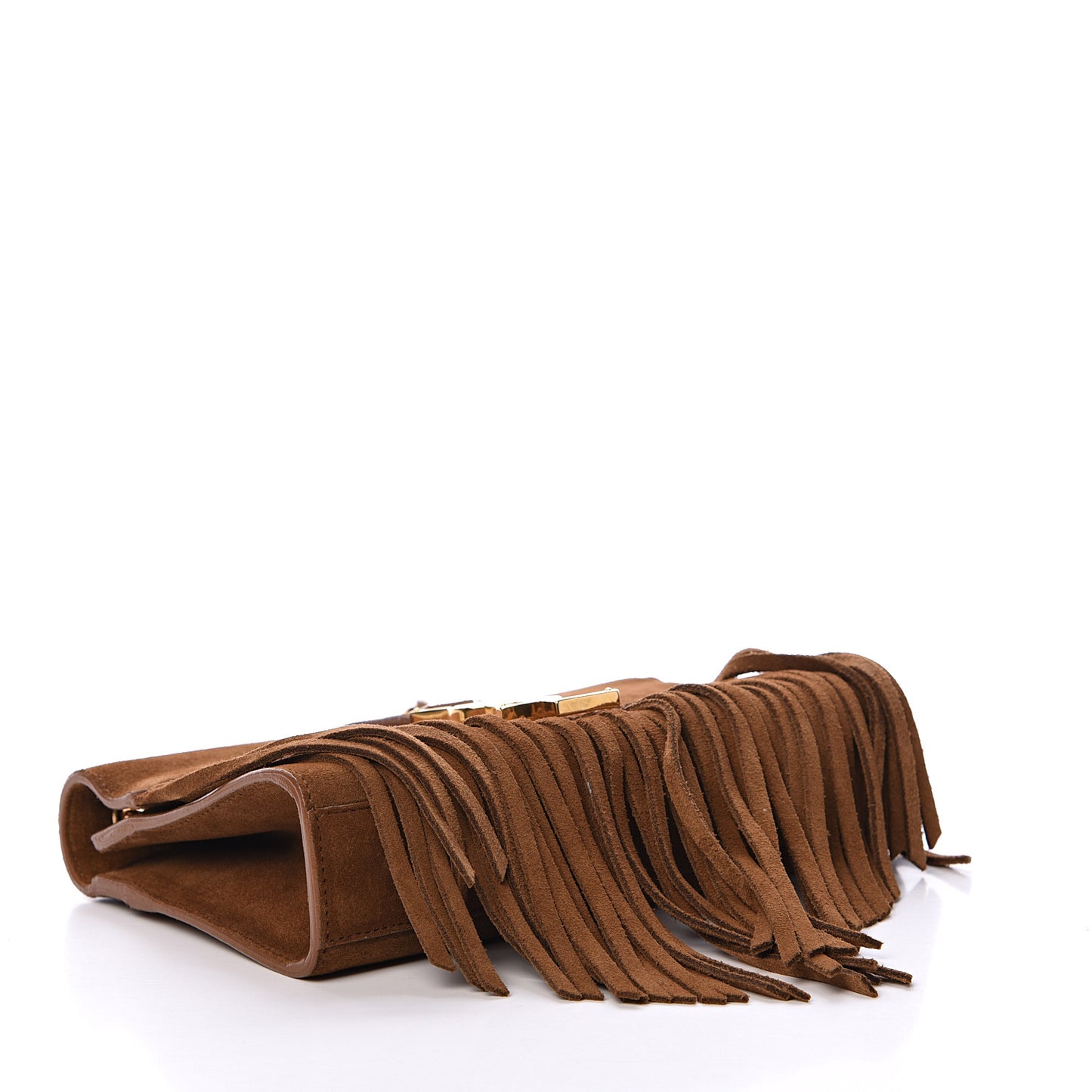 Suede Fringe Baby Monogram Satchel Light Ocre