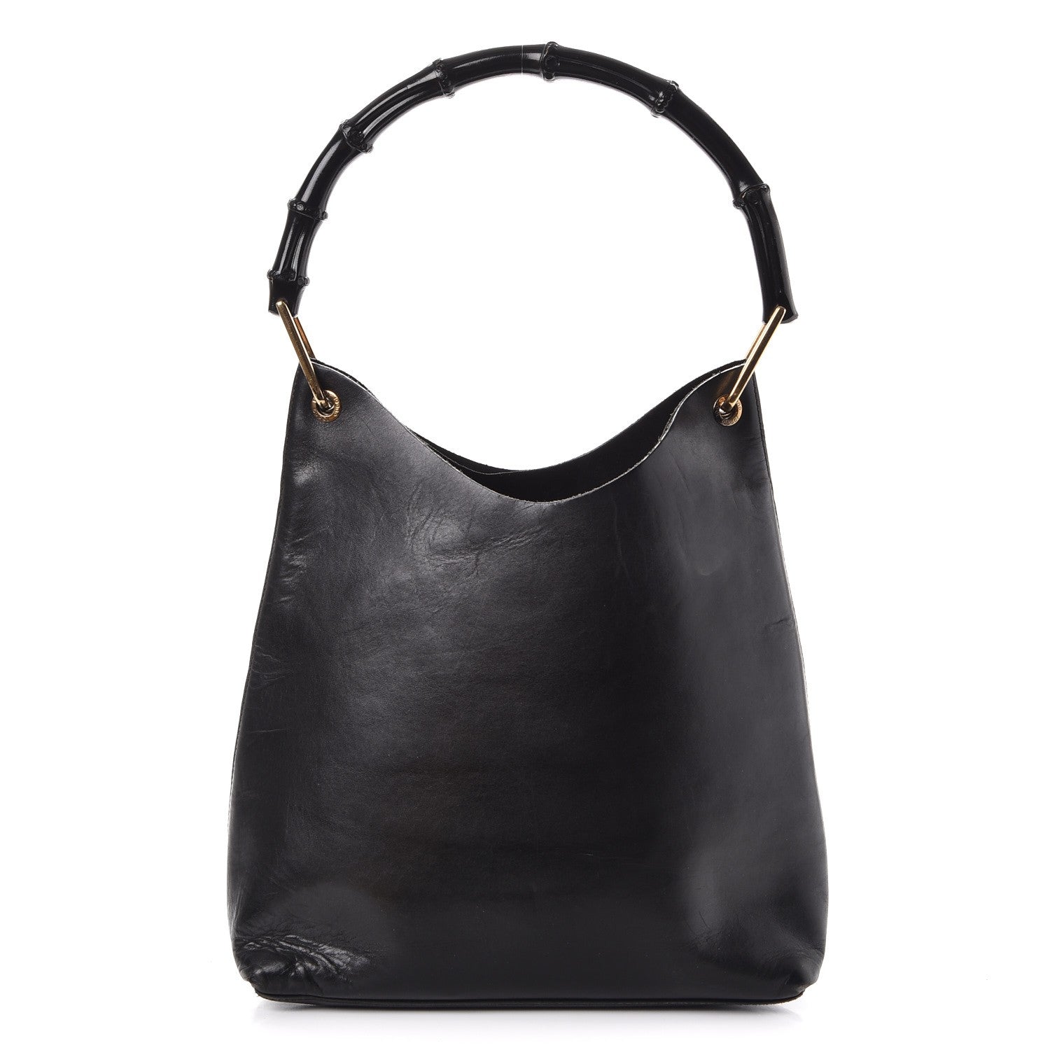 Gucci Leather Bamboo Handle Shoulder Bag Black 1 of 10