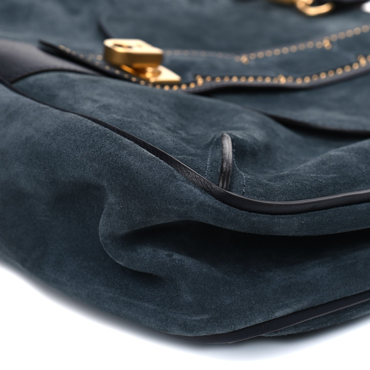Chloe Suede Studded Medium Lexa Shoulder Bag Silver Blue 8 of 11