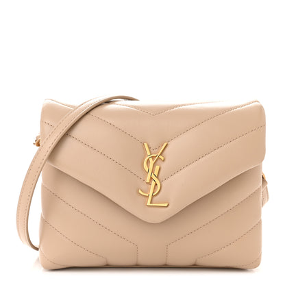 Saint Laurent Calfskin Y Quilted Monogram Toy Loulou Crossbody Bag Nude Powder 1 of 11