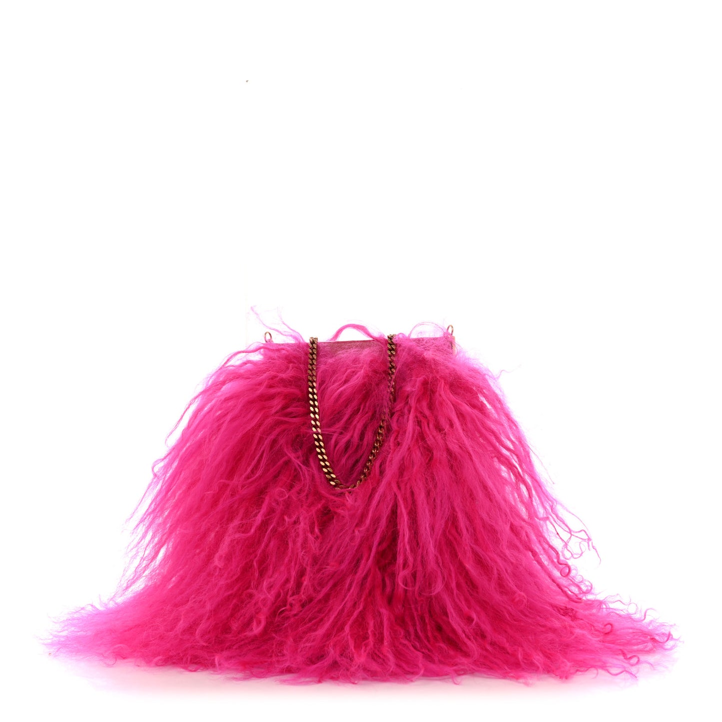 Fur Mini Pac Pac Pouch On Chain Fuchsia
