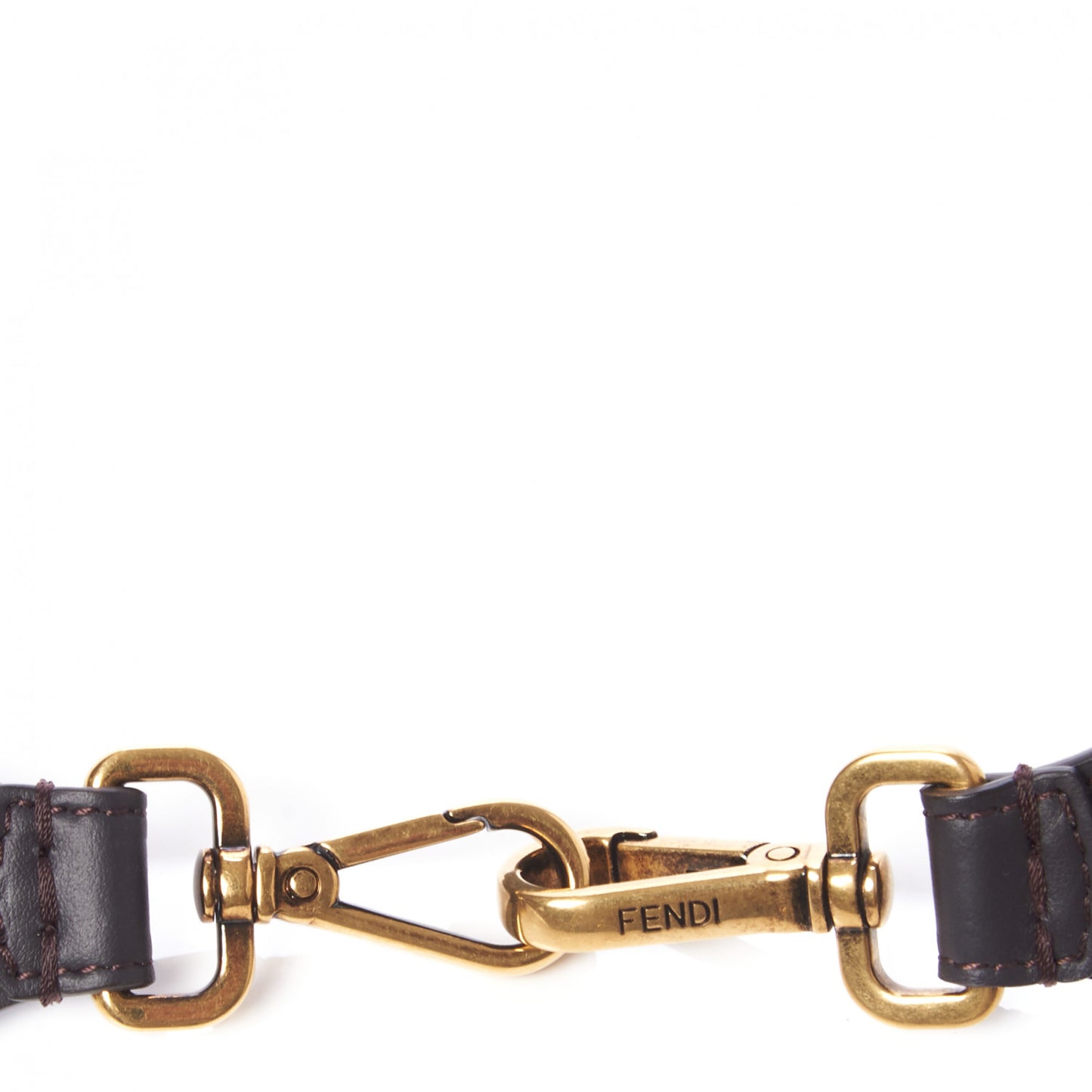 Ribbon Vitello Century FF 1974 Flat Studded Strap You Fango Marrone Ebano