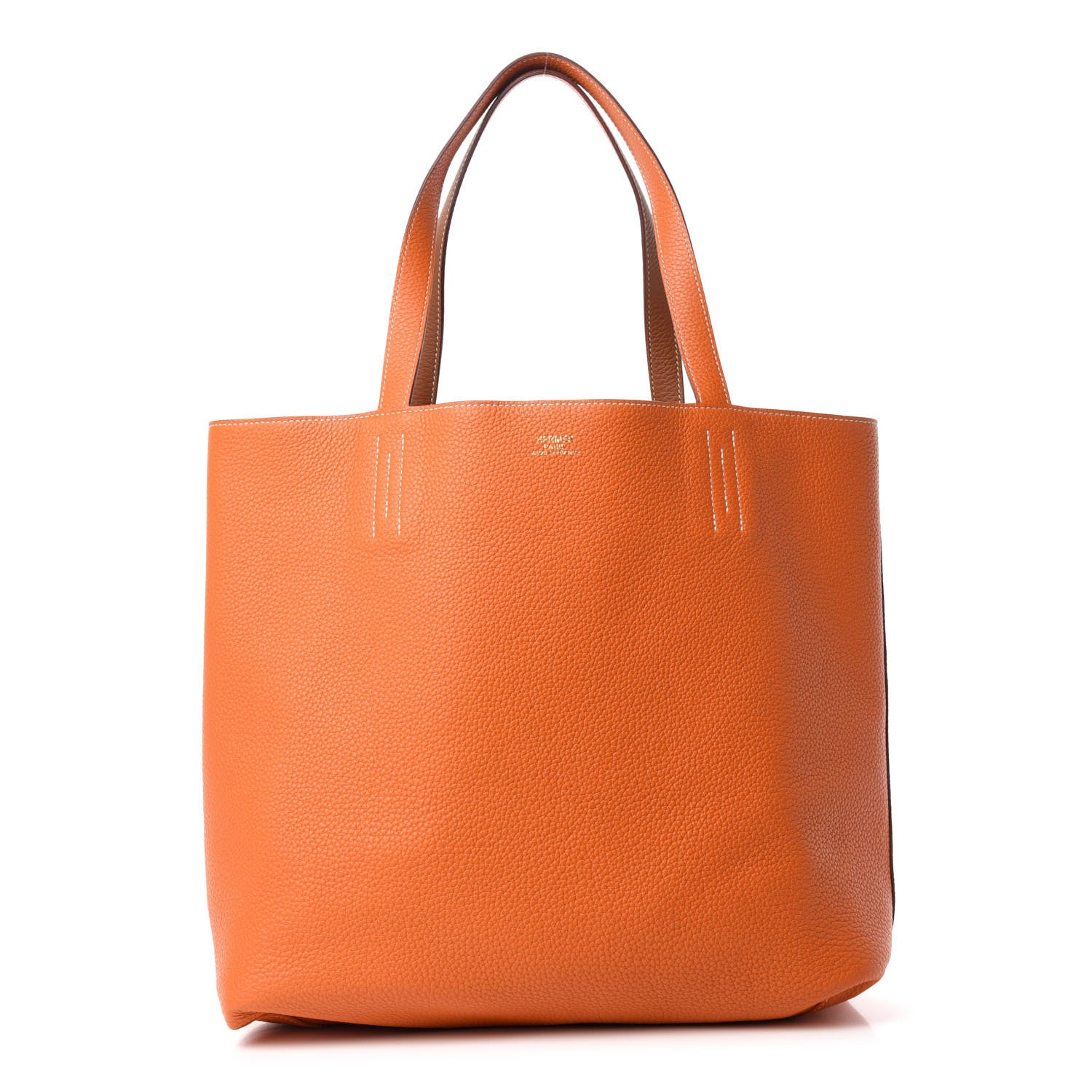 Hermes Taurillon Clemence Double Sens 45 Reversible Tote Orange Gold 10 of 16