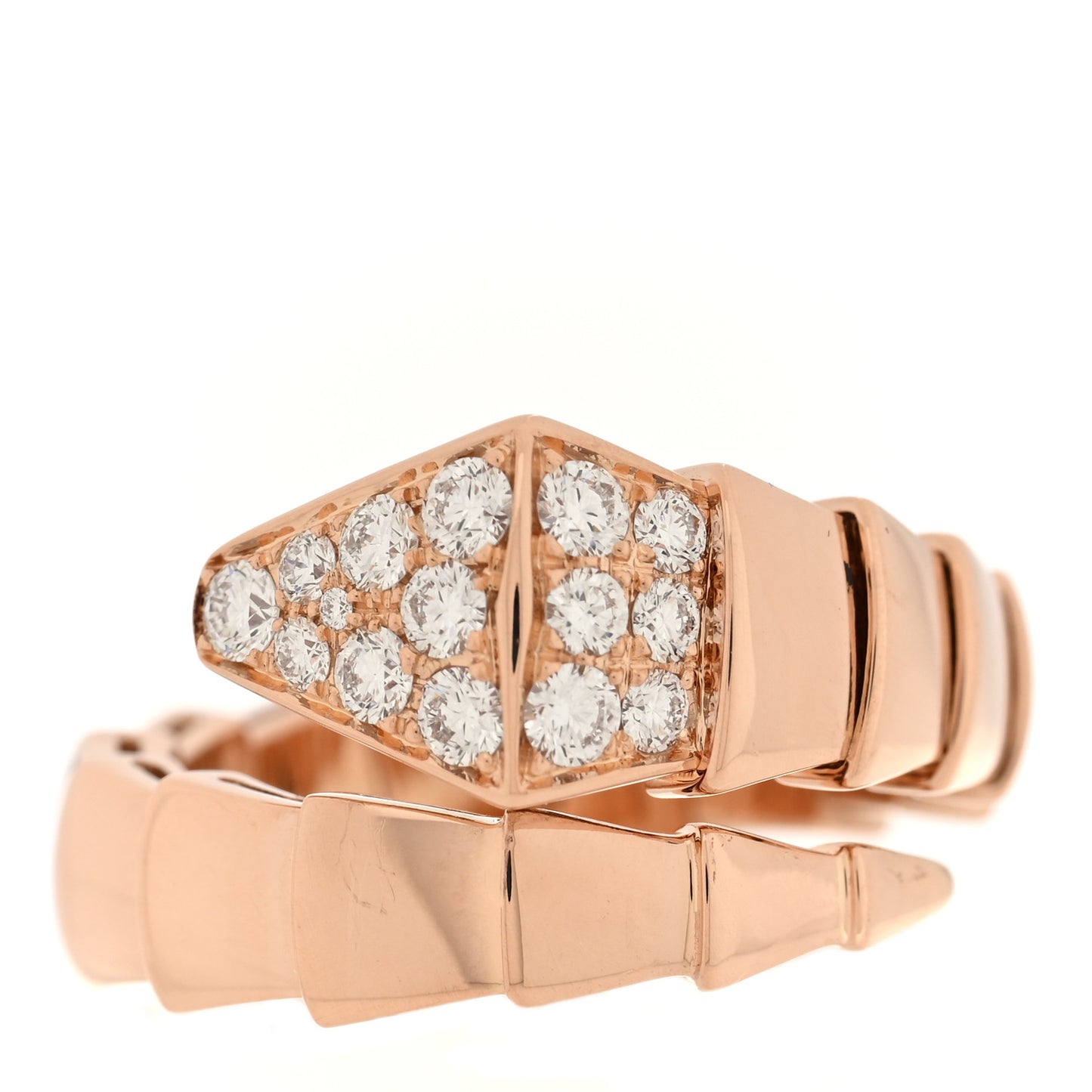 18K Rose Gold Diamond Serpenti Viper Ring L