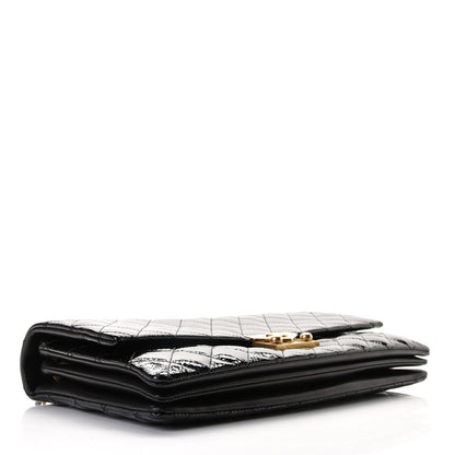 Chanel Patent Goatskin Quilted 3 Pocket Accordion Flap Black 4 of 10