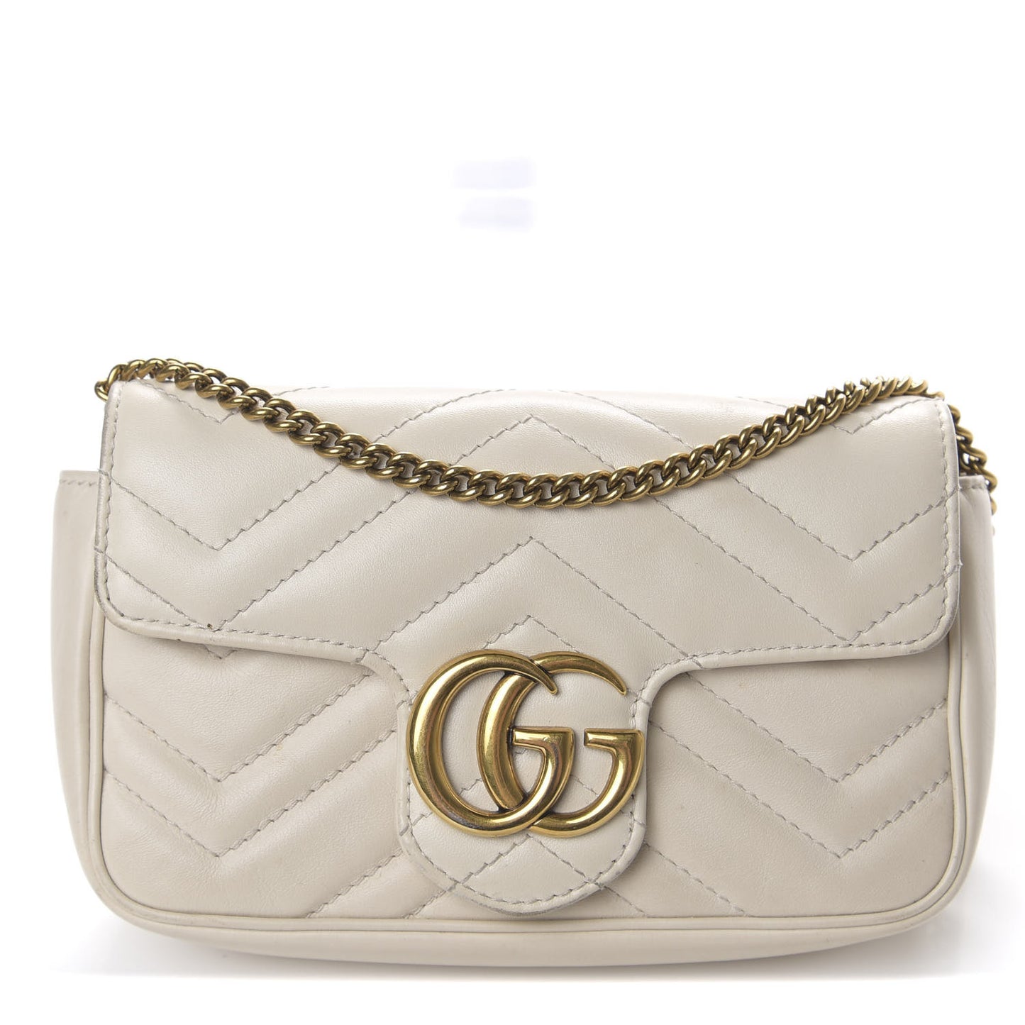 Calfskin Matelasse Super Mini GG Marmont Shoulder Bag White