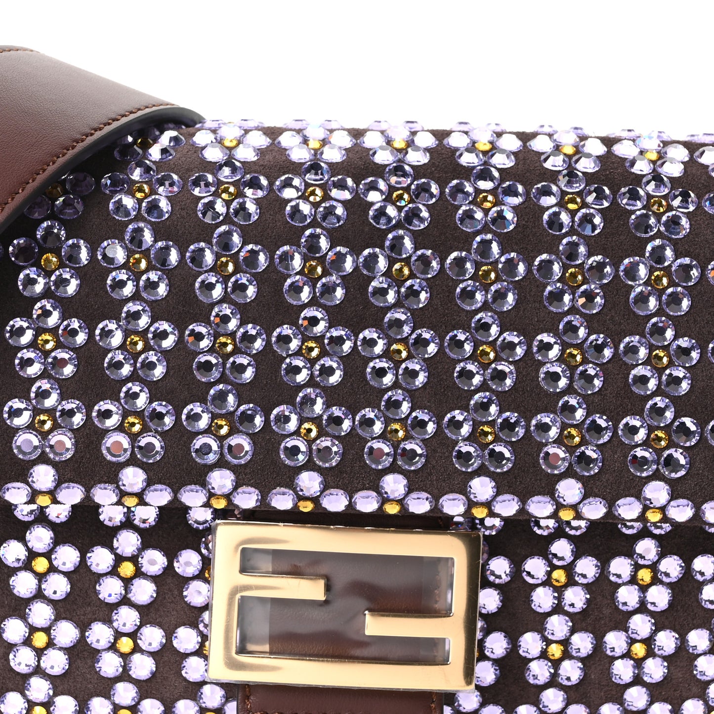 Suede Blooming Crystal Floral Baguette Mogano Anemone