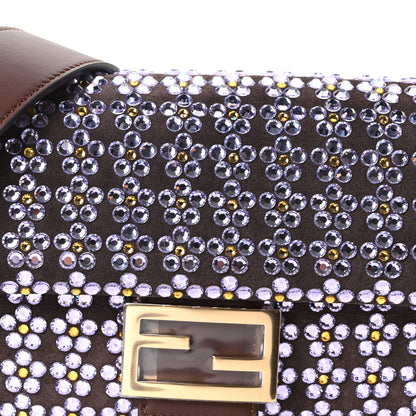 Fendi Suede Blooming Crystal Floral Baguette Mogano Anemone 8 of 11
